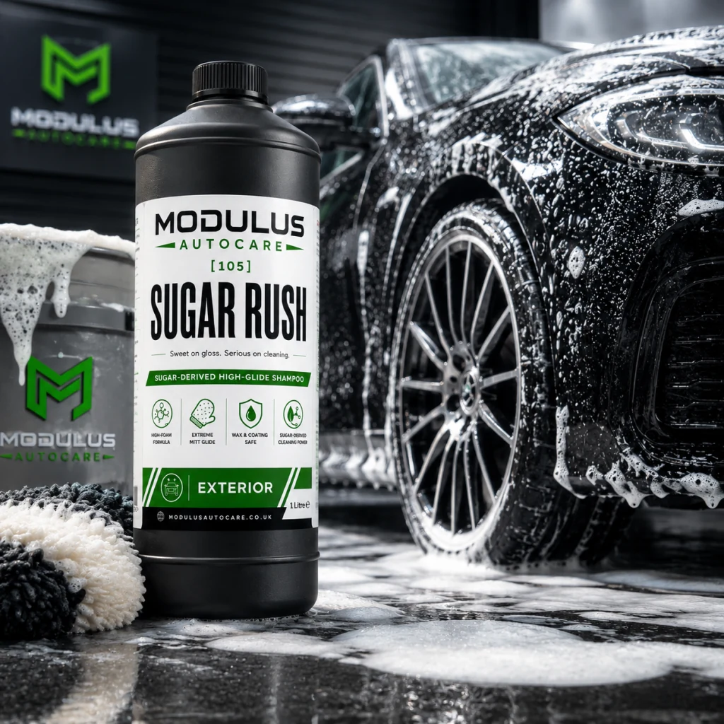 Sugar Rush automotive contact shampoo in use